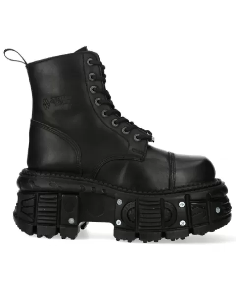 New Rock Boots | Boots^Ankle Boot Black Imperfect With Laces M-Tank083-C1