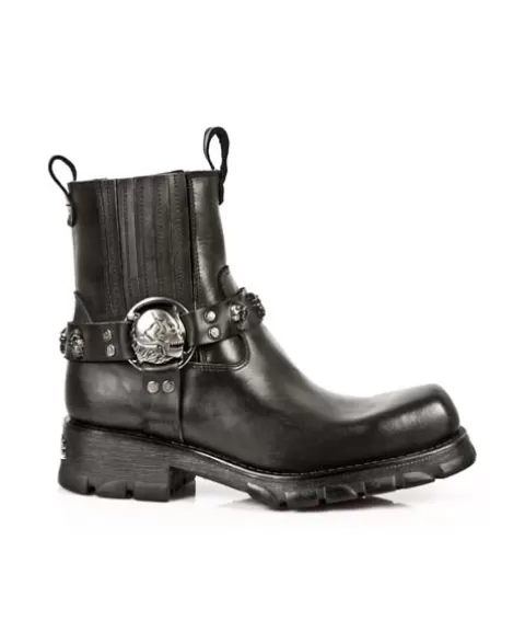 New Rock Biker^Ankle Boot Black Motorcycle  M-7621-S1