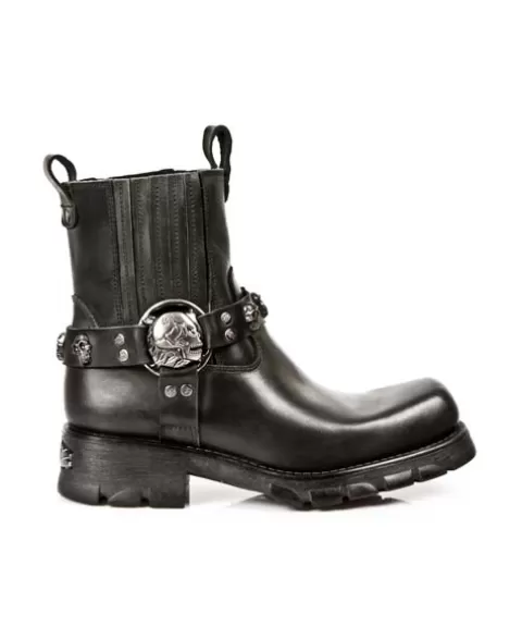 New Rock Biker^Ankle Boot Black Motorcycle  M-7621-S1