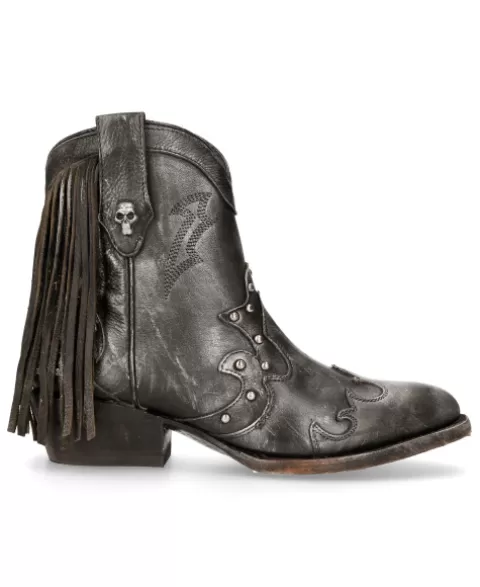 New Rock Western^Ankle Boot Black Suela  M-Wstm003-S1