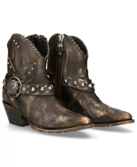 New Rock Western^Ankle Boot Black Suela  M-Wstm004-S1