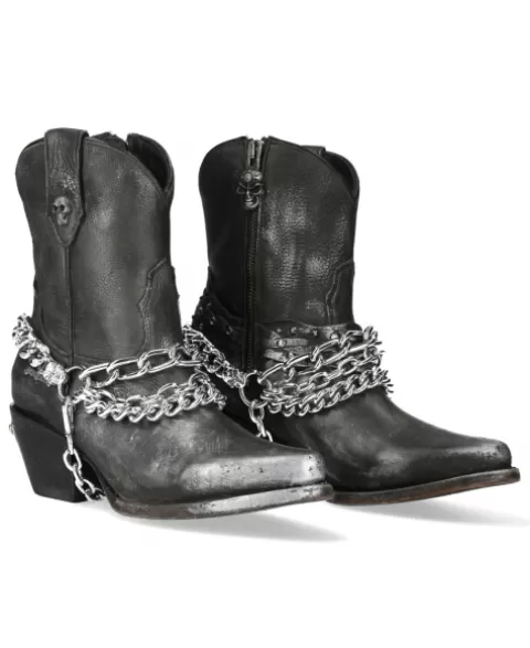 New Rock Western^Ankle Boot Black Suela  M-Wstm006Tes-S1