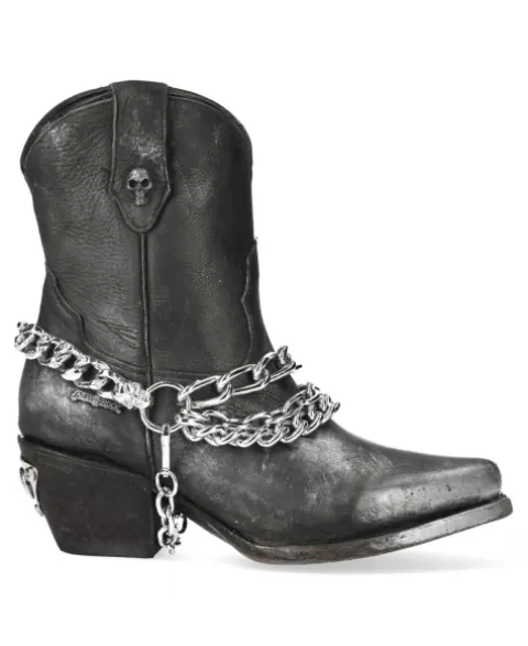 New Rock Western^Ankle Boot Black Suela  M-Wstm006Tes-S1