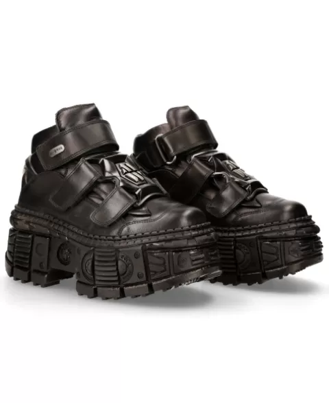 New Rock Wall | 285^Ankle Boot Black Tank  M-Wall009-C5