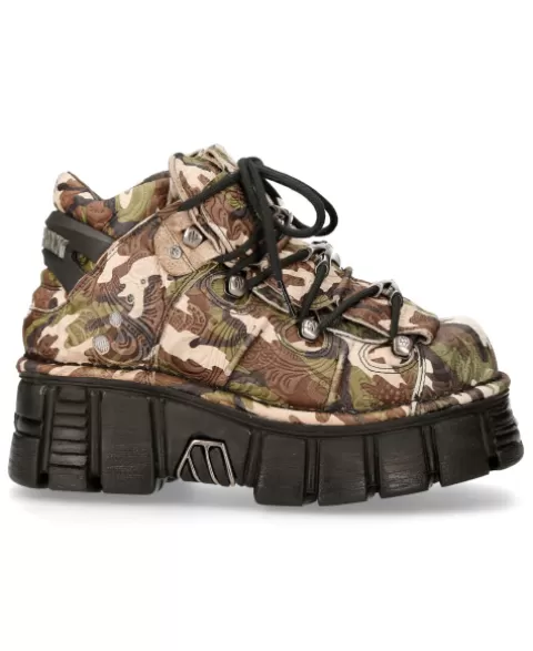 New Rock 106^Ankle Boot Black Tower With Laces M-106-C68