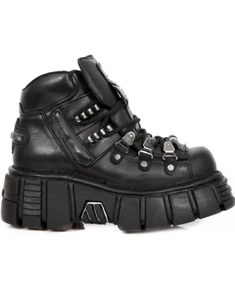 New Rock 220^Ankle Boot Black Tower With Laces M-220-S2