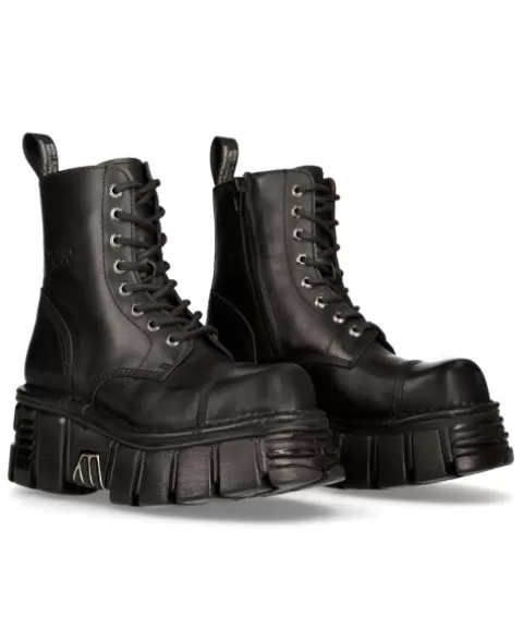 New Rock Boots | Boots^Ankle Boot Black Tower With Laces M-Newmili083-S39