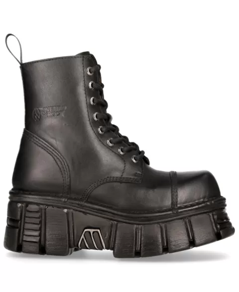 New Rock Boots | Boots^Ankle Boot Black Tower With Laces M-Newmili083-S39