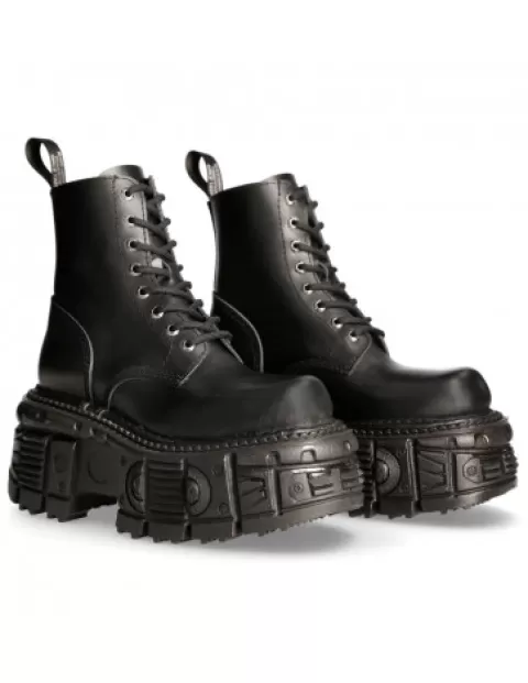 New Rock Platform | Platform^Black Imperfect With Laces M-Mili084N-S5