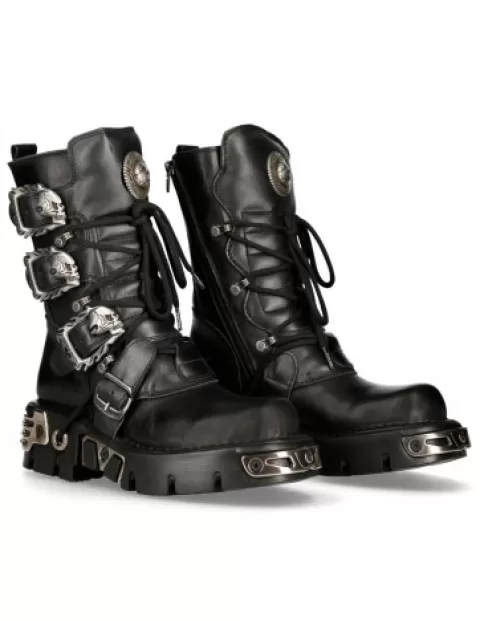 New Rock Boots | Boots^Boot Black Reactor  With Buckles And Laces M-391-S1