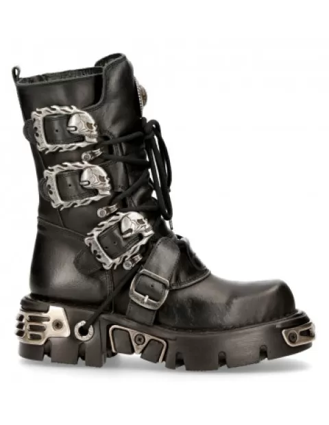 New Rock Boots | Boots^Boot Black Reactor  With Buckles And Laces M-391-S1