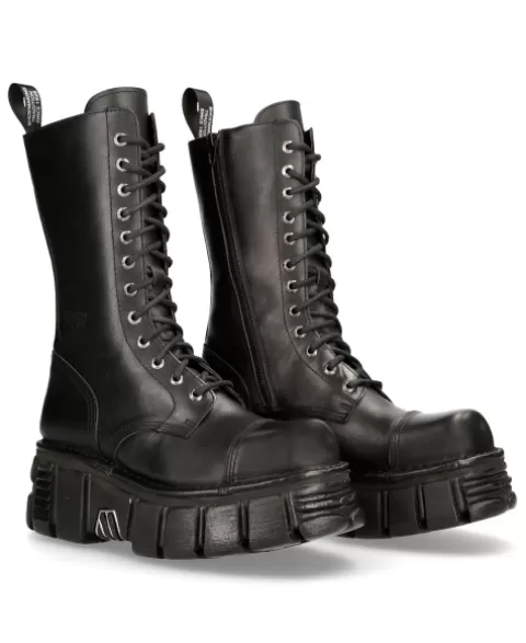 New Rock Military | Military^Boot Black Tower With Laces M-Mili211-C14