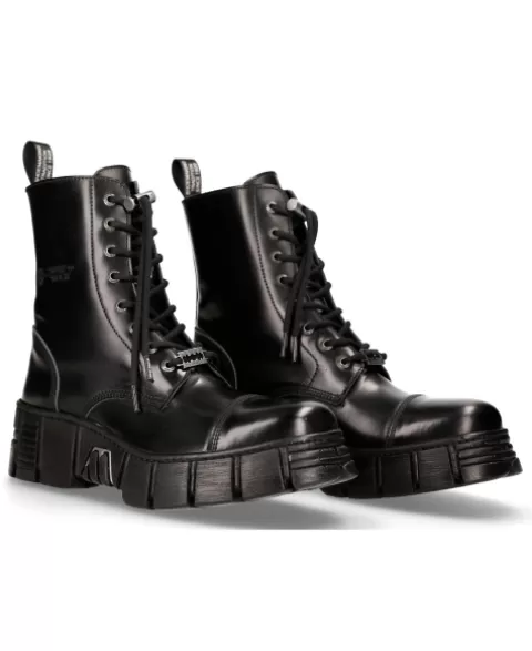 New Rock Wall | Boots^Boot Black Tower With Laces M-Wall126N-C1