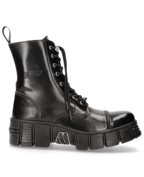 New Rock Wall | Boots^Boot Black Tower With Laces M-Wall126N-C1