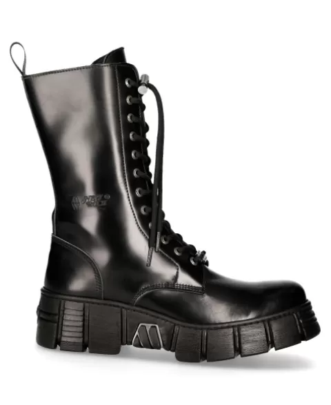 New Rock Wall | Boots^High Boot Black Tower With Laces M-Wall027N-C2
